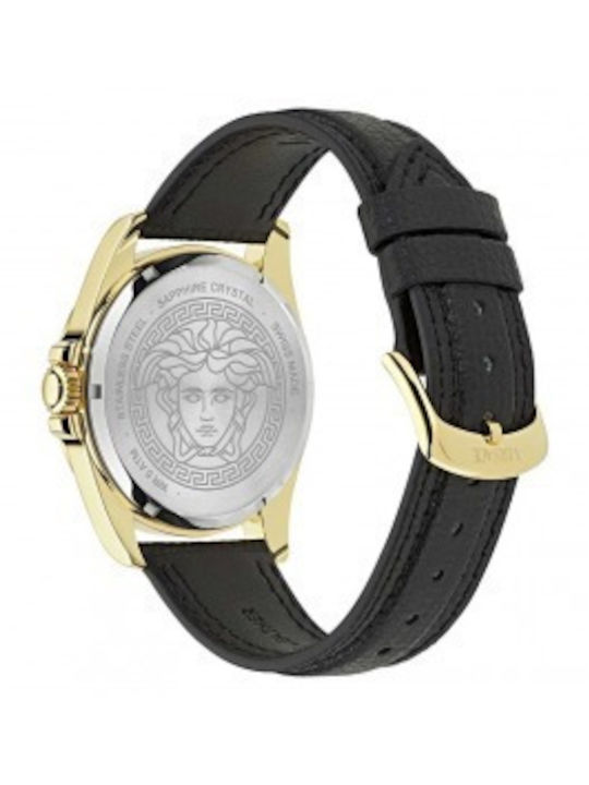 Versace Anteo Ανδρικό Ρολόι Μπαταρίας με Μαύρο Δερμάτινο Λουράκι