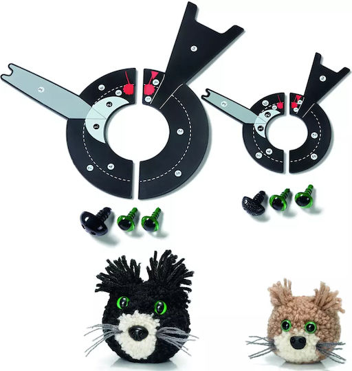 Cat Mimi Pom-Pom Maker Werkzeug - Paket enthält 1 große Schablone, 1 kleine, Augen oder Nasen, 2 Prym Love 624201 Tiere - Erstellen Sie Ihr Lieblingstier (Pom-Pom Gerät Code 624190 erforderlich, separat erhältlich)