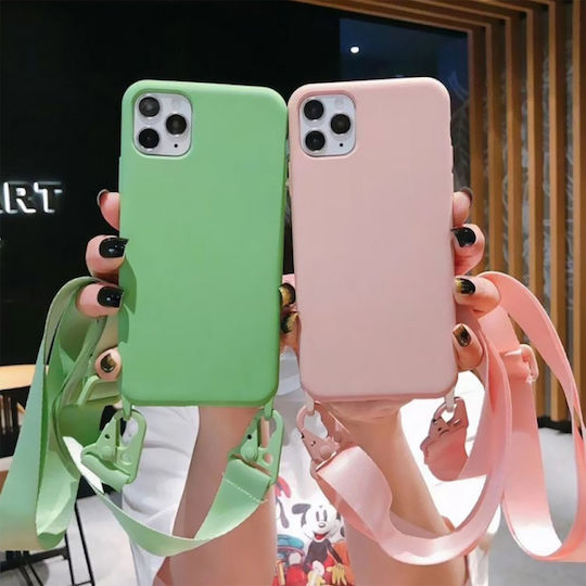 Sonique Carryhang Liquid Strap Umschlag Rückseite Silikon 0.5mm mit Band Dark Green (Galaxy A12)