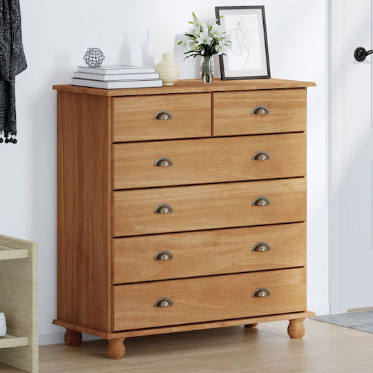 Chest of Drawers of Solid Wood Brown 91x40x95.5cm