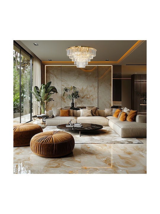 Eko Light Πολυέλαιος Ø75cm με Κρύσταλλα Χρυσός