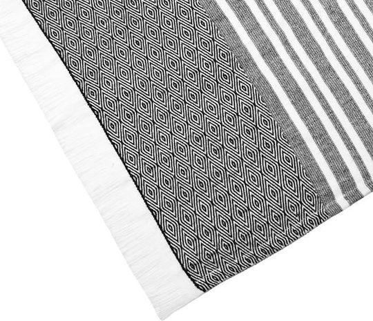 Prosop de plajă Hammam Diamonds Dungi 180x100cm Gri-alb