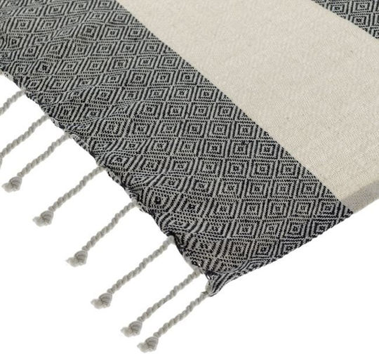 Prosop de plajă Hamam cu model diamant, 180x100cm, gri