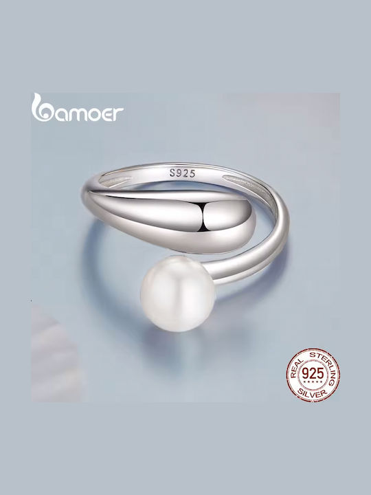 Bamoer Damen Ring mit Perlen aus Silber Vergoldet