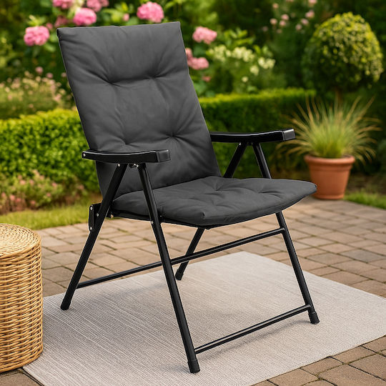Folding Chair Terrace Camping Seat Backrest Foam Max 120kg Gray
