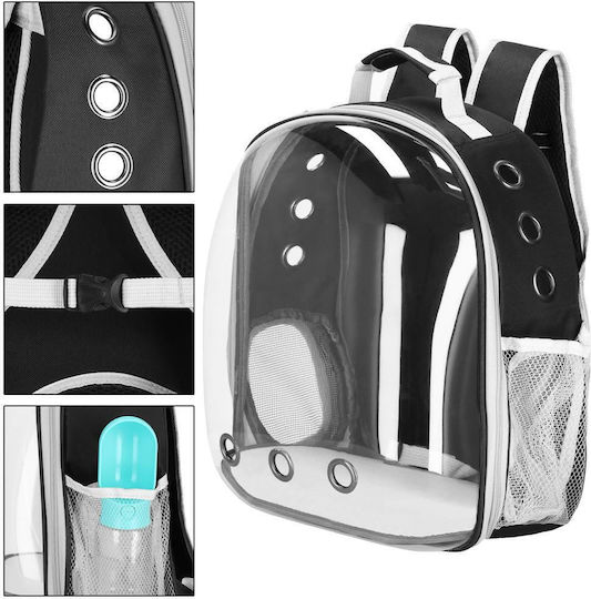 Small-Medium Dog Carrying Bag Backpack Up To 12 Kg Transparent Panoramic Porthole Side Pockets Gray