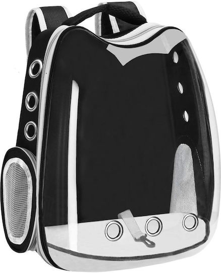 Small-medium Pet Carrier Backpack Up To 12 Kg Transparent Panoramic Window Side Pockets Black