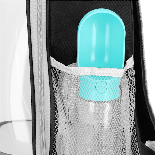 Small-medium Pet Carrier Backpack Up To 12 Kg Transparent Panoramic Window Side Pockets Black