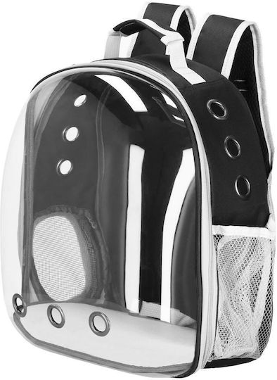 Small-Medium Dog Carrying Bag Backpack Up To 12 Kg Transparent Panoramic Porthole Side Pockets Gray