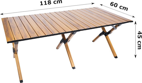 Masa de camping cu sistem de pliere rapid, cadru din aluminiu ultra-ușor, 118x60x45cm, maro