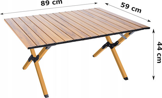 Camping Table Quick Folding System Metal Frame 90x60x44cm Brown