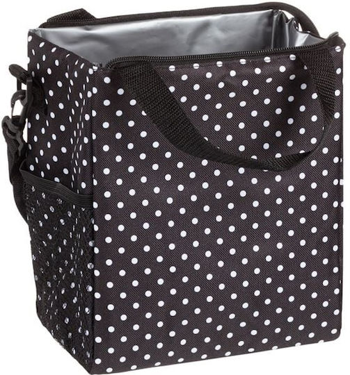 Geantă cu fermoar, capacitate 8L, 21x16x24cm, neagră cu buline albe