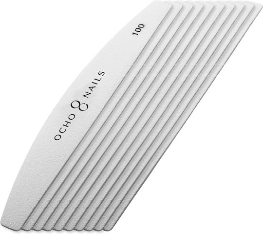 Ocho Nails Replacement Papers Metal Half-Moon Nail Files 100 Pack 10 Pieces