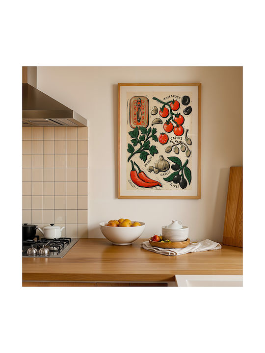 Poster Best Cooking Ingredients Pst25304 30cm X 40cm Μαύρο Ξύλινο Κάδρο