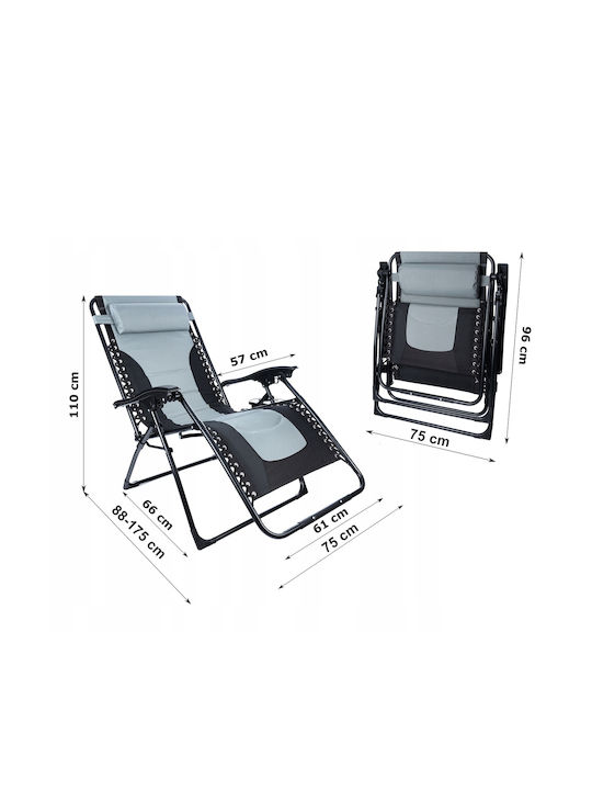 Șezlong Metalic Negru 175x75x110 cm Șezlong Metalic Negru 175x75x110 cm