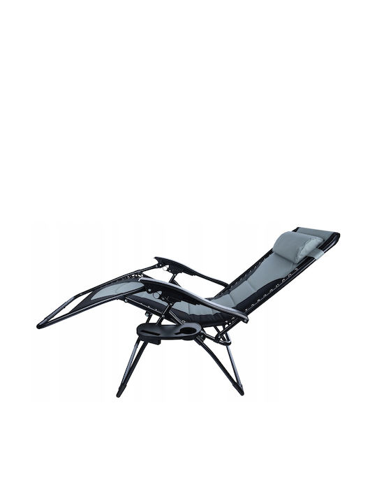 Șezlong Metalic Negru 175x75x110 cm