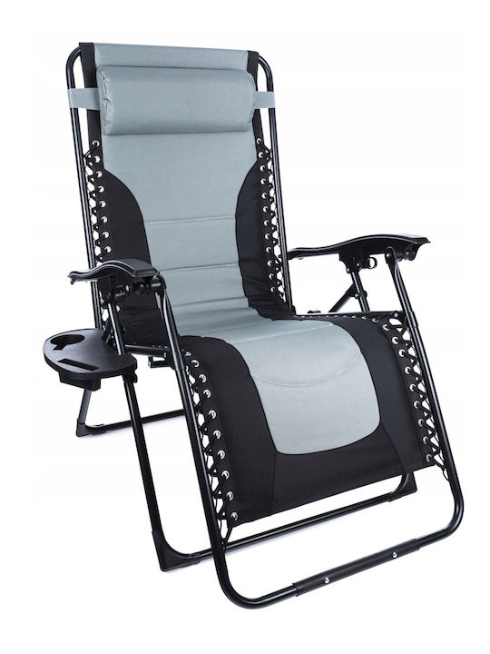 Șezlong Metalic Negru 175x75x110 cm