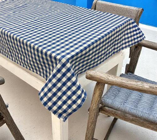 Linea Home Τραπεζομάντηλο Λινό Μπλε 140x140εκ.