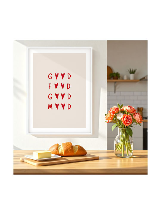 Poster Good Food Good Mood Pst25293 21cm X 30cm Λευκό Ξύλινο Κάδρο