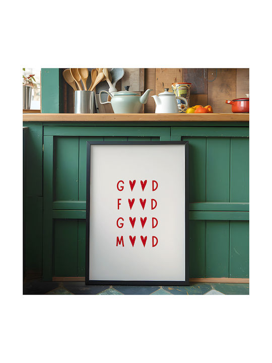 Poster Good Food Good Mood Pst25293 21cm X 30cm Λευκό Ξύλινο Κάδρο