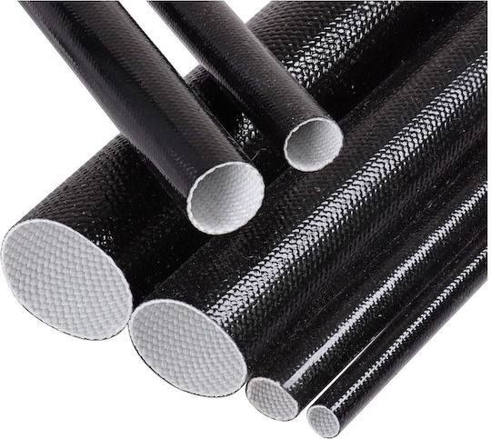 Glasfaser Hitzebeständige Manschette 105°C PVC-Beschichtung Ø10mm Schwarz 1 Meter
