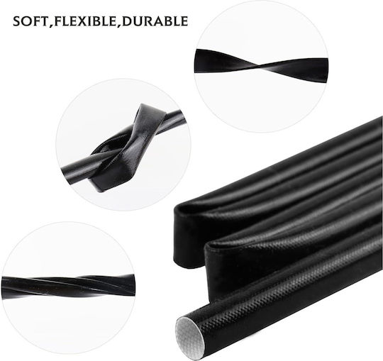Glasfaser Hitzebeständige Manschette 105°C PVC-Beschichtung Ø10mm Schwarz 1 Meter
