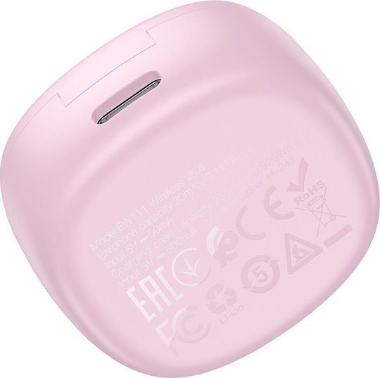 Hoco EW111 Kids In-ear Bluetooth Handsfree Ακουστικά με Θήκη Φόρτισης Ροζ