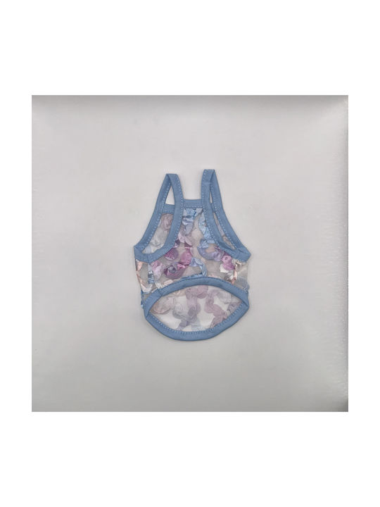 Maiou pentru câini Bonnie XS, albastru deschis, cu flori multicolore