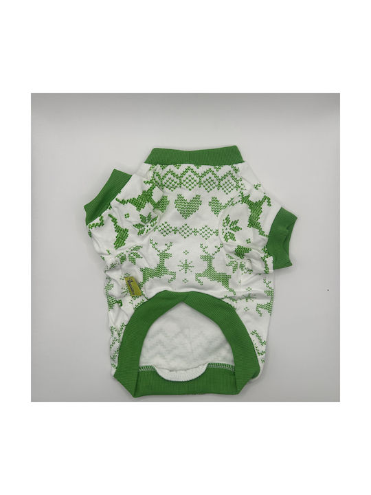 Cămașă de Crăciun pentru câini Bonnie, mărimea medie, verde-alb, cu model de ren