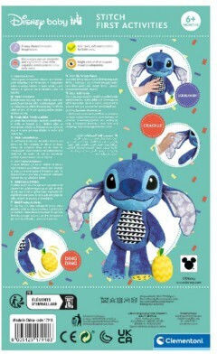 Baby Clementoni Детска Играчка Stitch - First Activities от Текстил със Звуци за 6+ Месеца