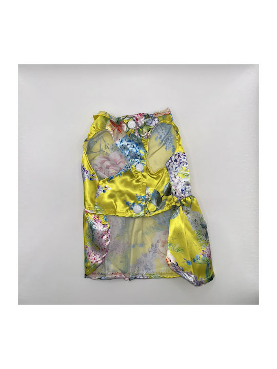 Bonnie Medium Dog Dress Satin Floral Design Green Bow