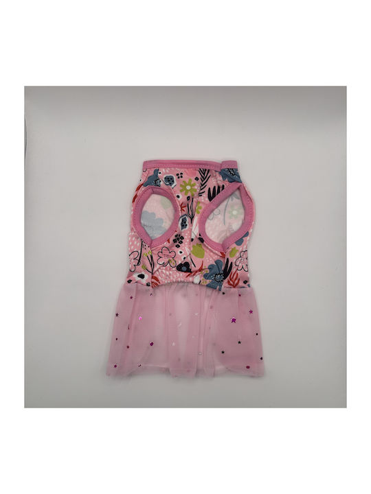 Bonnie Small Pink Floral Dog Dress with Tulle Skirt and Stars