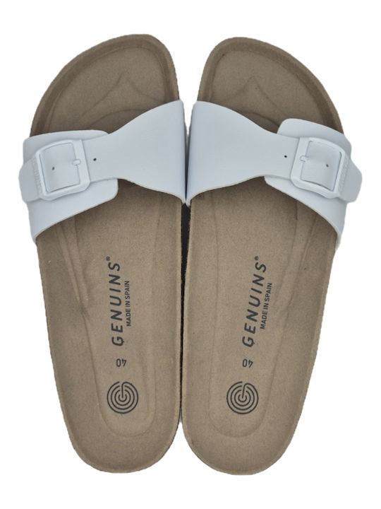Flache Sandalen für Damen Anatomisch mit Riemen in Weiß Farbe