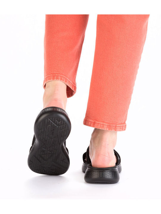 Γυναικεία Ανατομικά Σανδάλια Flatforms Μαύρα