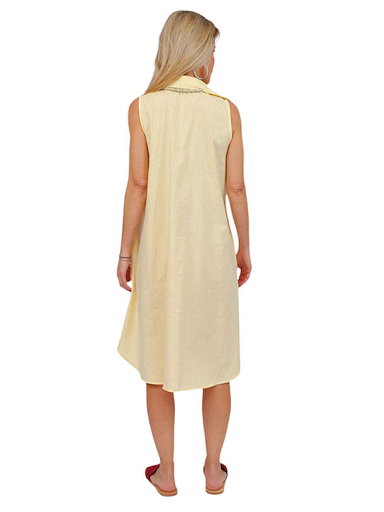 Sommer Midi Hemdkleid Kleid Yellow