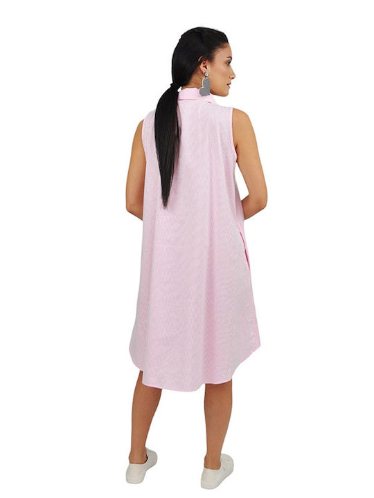 Sommer Mini Hemdkleid Rosa Gestreift