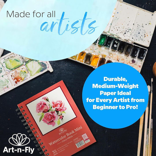 Set 2 Carnete de schițe pentru acuarelă Art-n-fly A5 300 G/m² 35 file Spiralate Hârtie Albă 21,50 x 14 cm