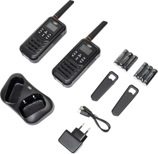 PNI R80 Pro Безжичен Трансивър PMR 0.5W с Монохромен Екран Комплект 2бр В Черен Цвят