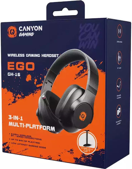Canyon EGO GH-16 Ασύρματο Over Ear Gaming Headset με σύνδεση 3.5mm / Bluetooth / USB for Nintendo Switch / PC / PS4 / PS5