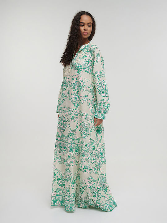 Ble Resort Collection Damen Maxi Kleid Strand Ecru, Multicolor
