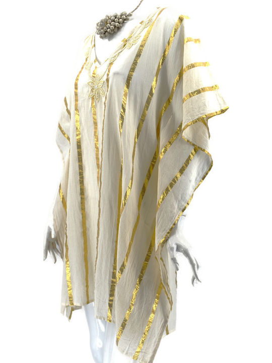 Ammos Feminin Caftan de Plajă White, Beize