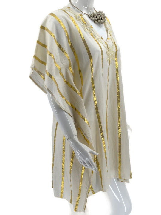 Ammos Feminin Caftan de Plajă White, Beize