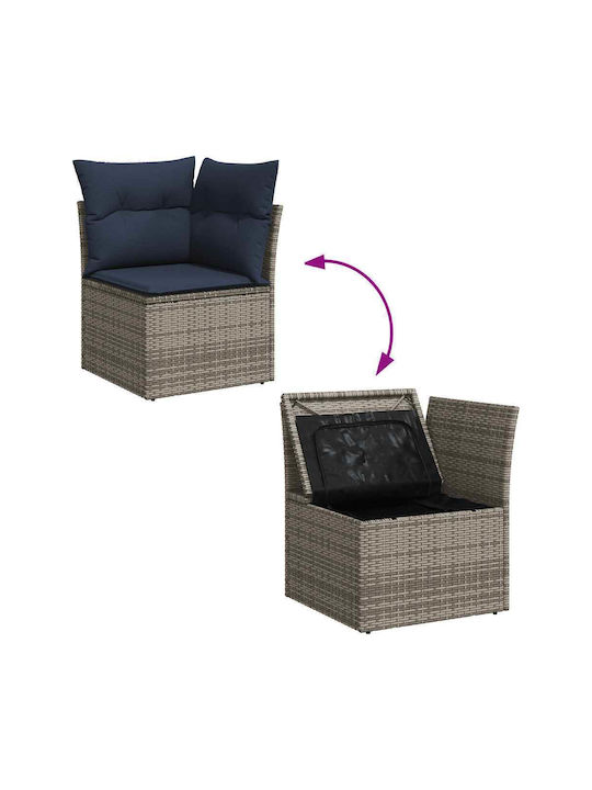 Corner Outdoor Sofa Rattan with Cushions 55x55x69cm
