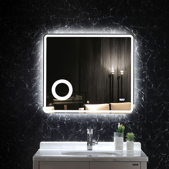Luminor Cult Μεγεθυντικός Τετράγωνος Καθρέπτης Μπάνιου Led Αφής 80x18cm