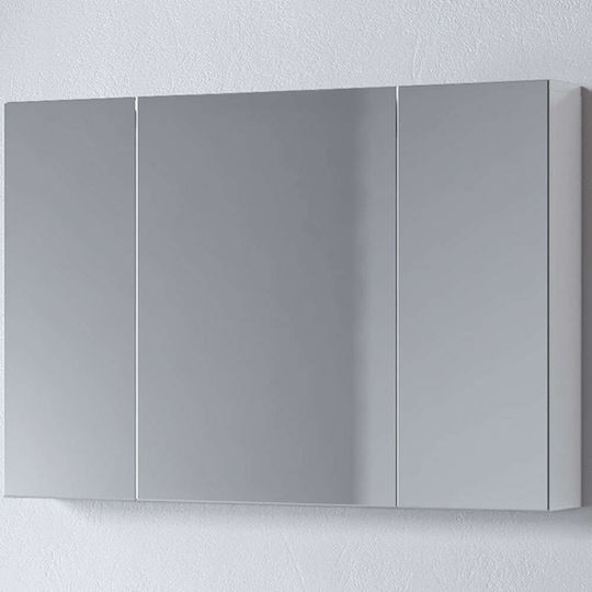 Martin Omega 100 Rechteckiger Badezimmerspiegel aus Spanplatte mit Schrank 95x65cm Weiß