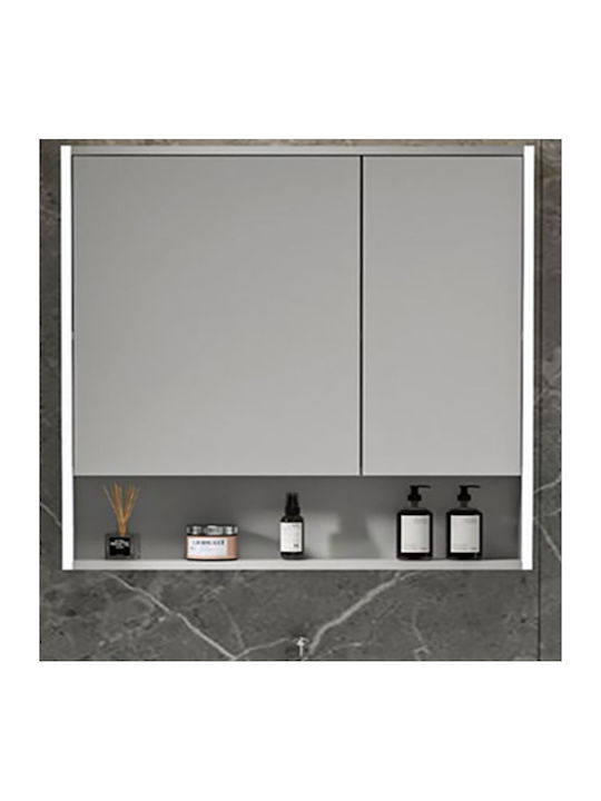 Martin Badezimmerspiegel LED aus Sperrholz 55x65cm Gray