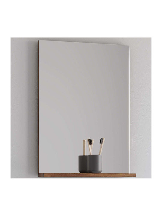 Martin Square Bathroom Mirror made of MDF with Shelf 50x12cm Brown