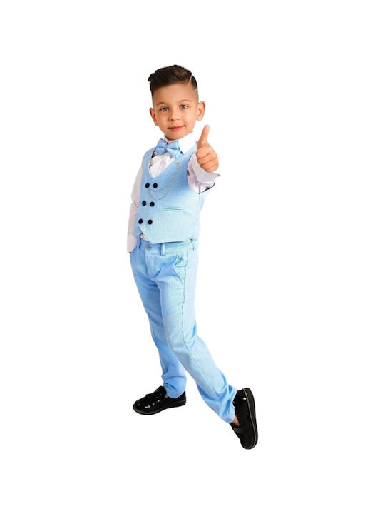 TakTakBaby Boys Baptism Suit with Vest 5pcs Light Blue