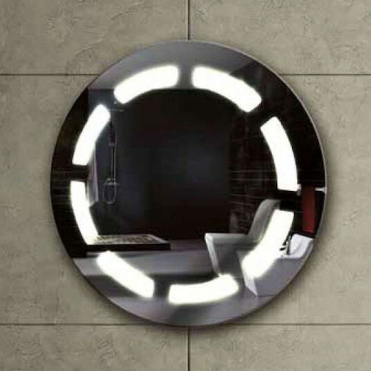 Karag Round Bathroom Mirror Led made of Stainless Steel 63x63cm