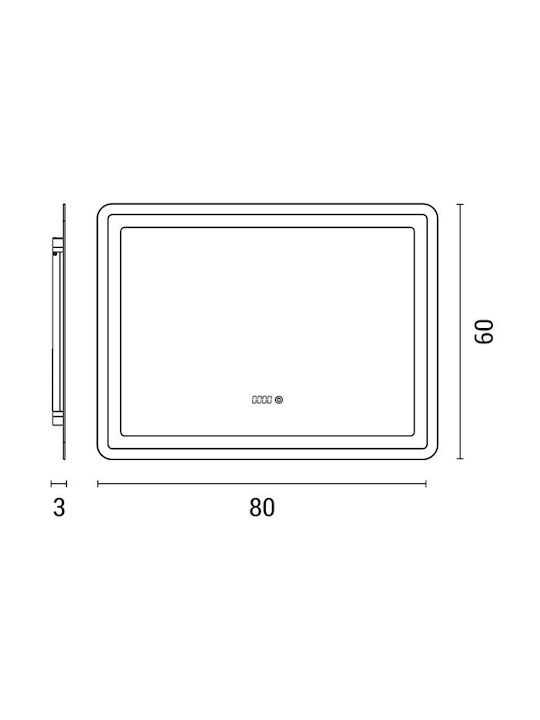 Eurolamp Oglindă de Baie Dreptunghiulară Lumini LED Atingere 80x60cm